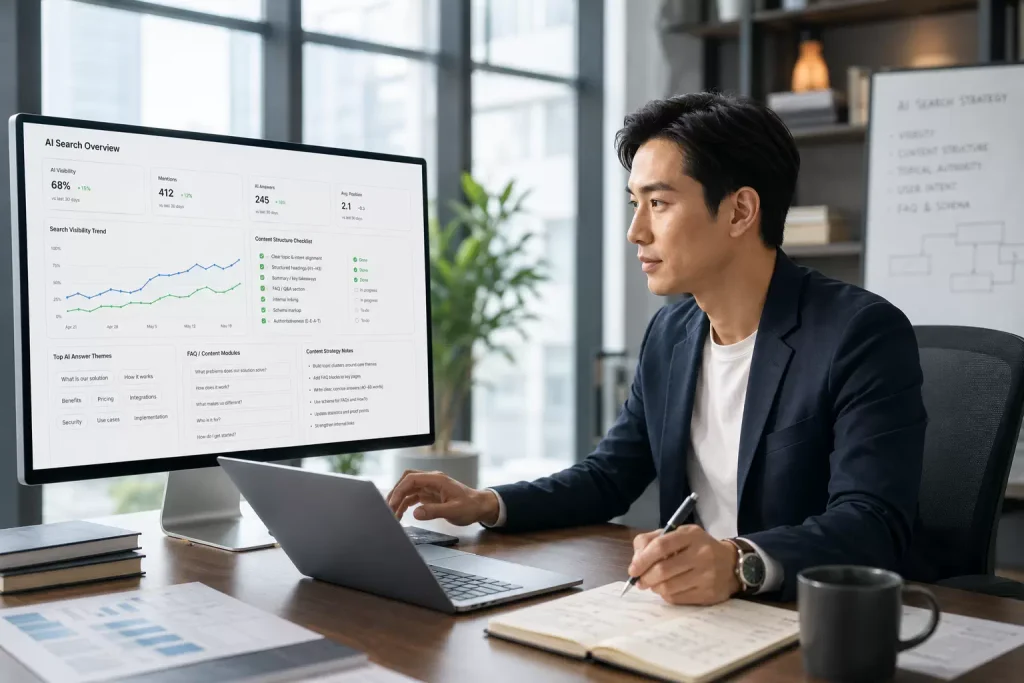 AI 搜尋時代企業網站 SEO 內容策略示意圖