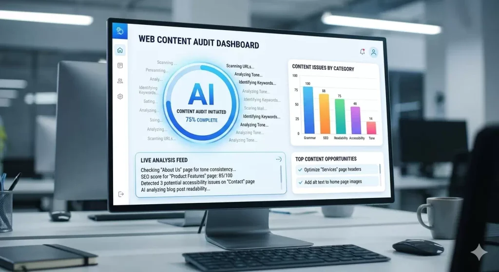 內容健檢協助企業檢查網站內容、SEO、FAQ、Schema 與 AI 搜尋理解度